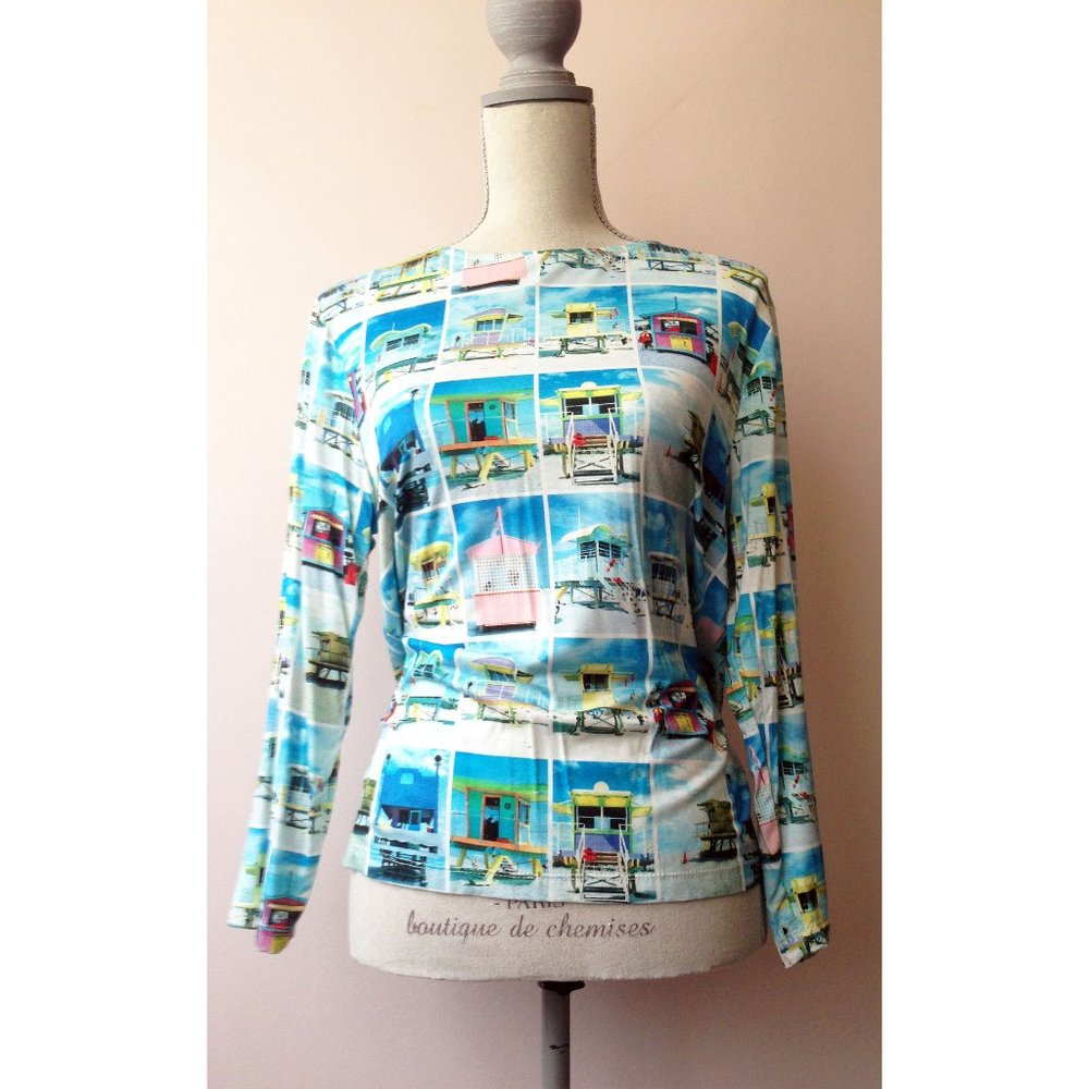 Adele Dallas Orr Designer Top Lifeguard Shacks Long Sleeve Unique Size Large